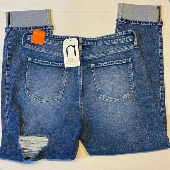 Nature Denim Women's Mom Jeans Stone Washed‎ Distressed High Rise Cuffed Stretch - Picture 5 of 9
